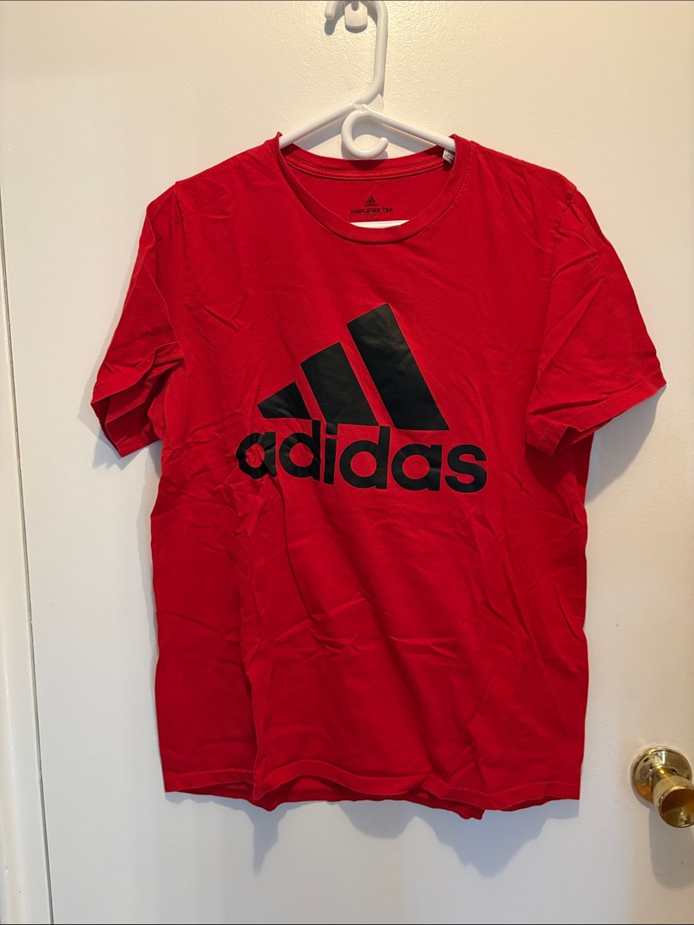 adidas Red Short-Sleeve Tee with Black Logo size large
